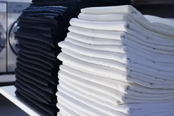 Linen Laundry Stacked Black And White Linens 600X600