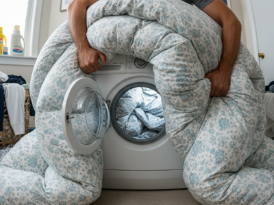 Large Comforter And Tiny Washer 600X400